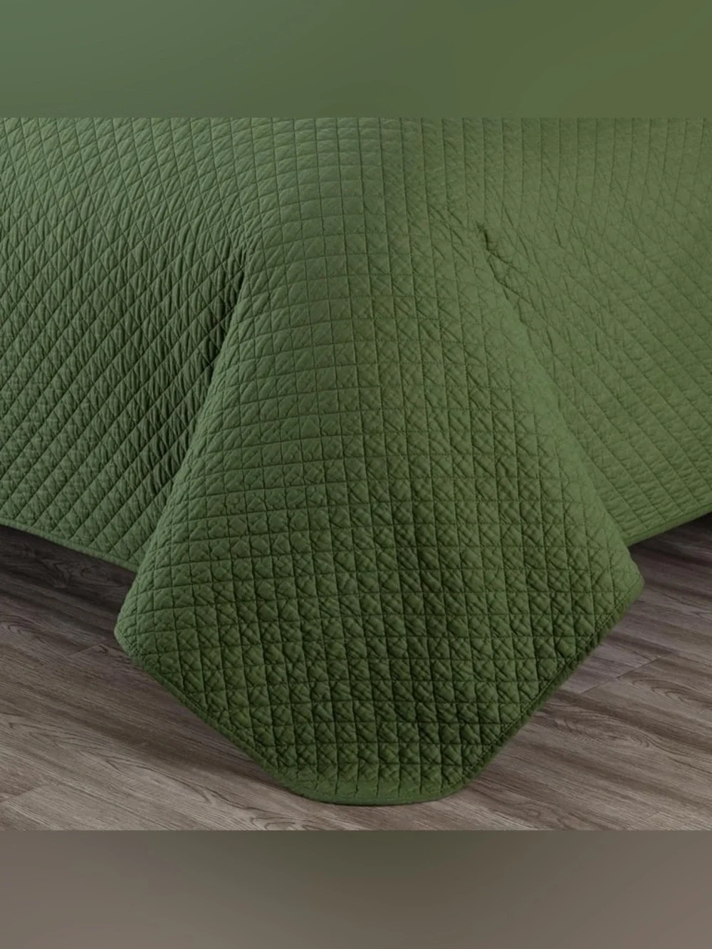 Green Quilted Queen 3 piece Bedspread Set 100% cotton